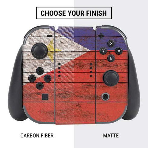 Philippines Flag Dark Wood Nintendo Switch Bundle Skin